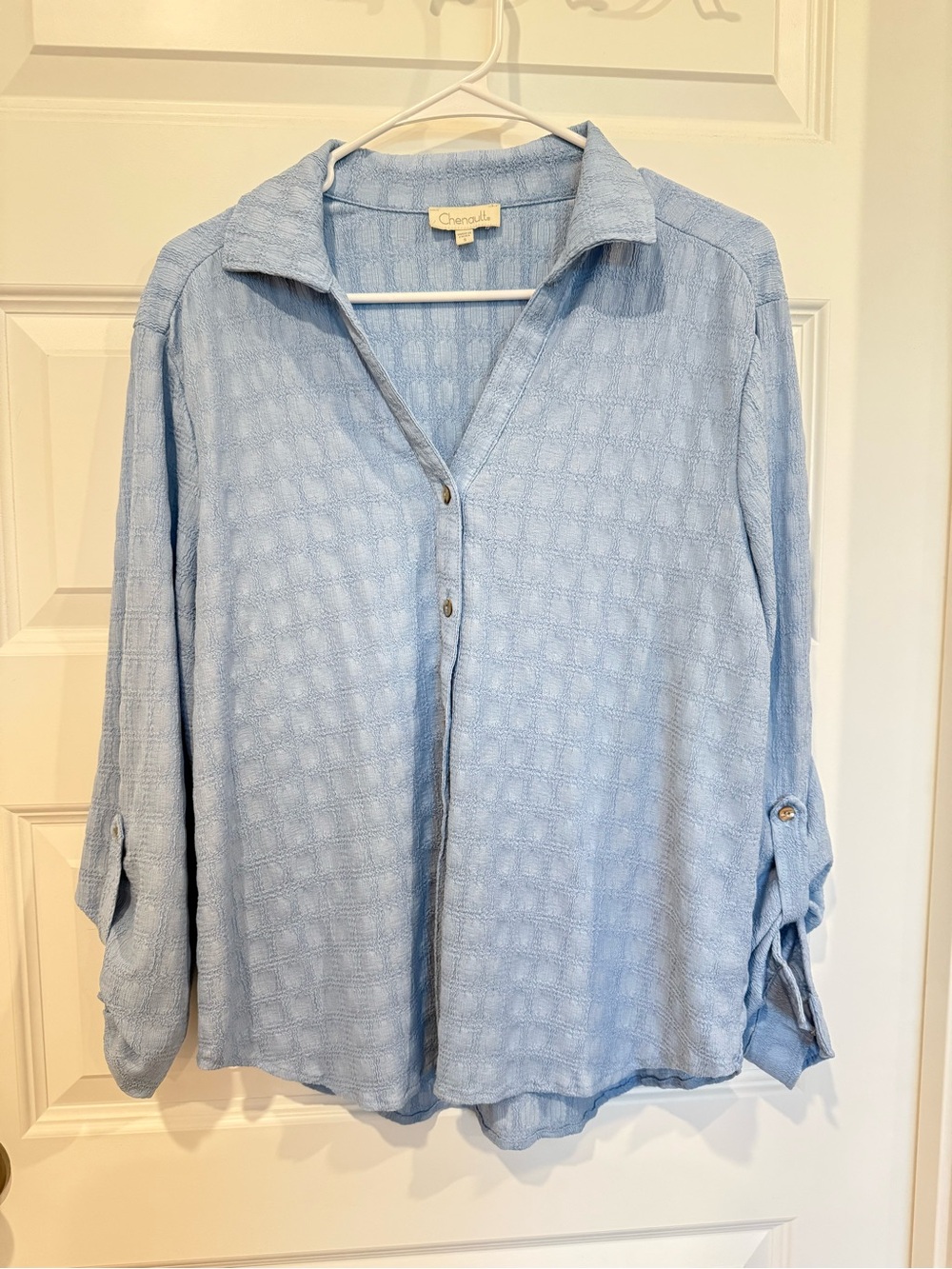 Light Blue Button-Front Women's Top